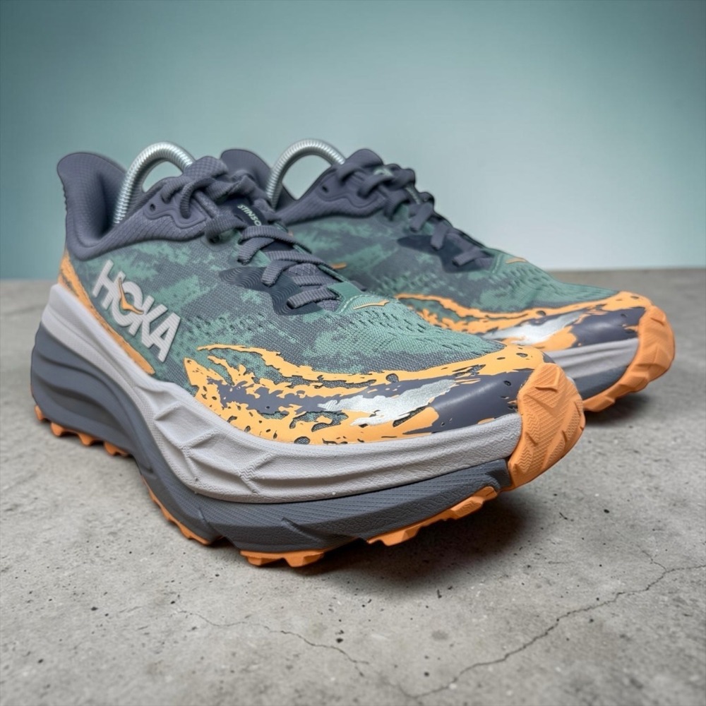 Hoka Stinson 7 Trail Running Shoes Womens 10 Green Grey Orange 1141531 GSP